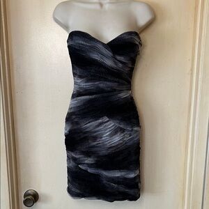 BCBGMaxAzria Black and Gray Strapless Dress size 4